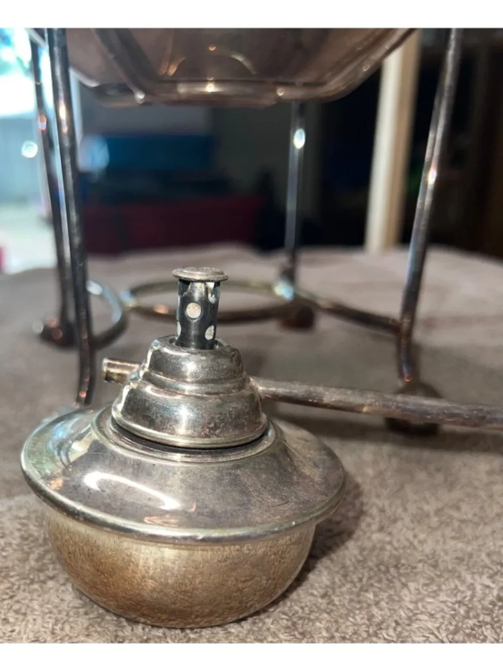 Antique Tilting Teapot With Stand Oil Warmer Silver-Plated Vintage Victorian